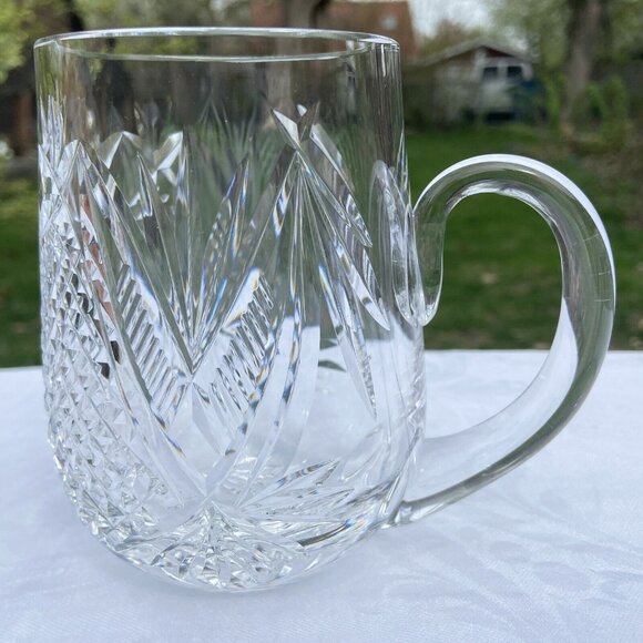 Waterford Vtg Heavy 14 oz Tankard Dunmore w/ Crest 4.5" Tall Mug Handles - Picture 3 of 11